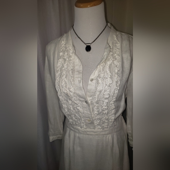 J Crew Beautiful 100% linen white dress with underskirt . Size US 8 - Picture 4 of 5